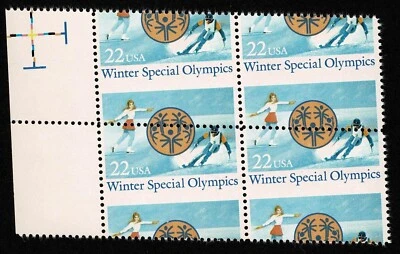 US # 2142 *MINT OG NH* { FREAK MISPERF "ERROR VAR" BLOCK } 22c SPECIAL OLYMPICS - Image 1 of 4