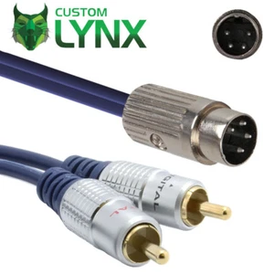 QUAD 4 Pin Din Plug to 2 x RCA Phono Plugs. Cable Lead Quad 33/44/303/405/405-2 - Picture 1 of 4