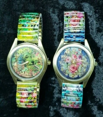 Reloj Michal Negrin Cuarzo Hermosas Flores Correa Ajustable Hecho en Israel Foto 1 de 4
