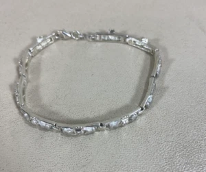 Sterling Silver Shiny and Brushed with a Tiny Clear Stone Claddagh Bracelet - Picture 1 of 7