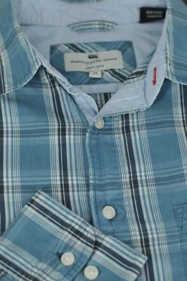 Canterbury of New Zealand Men's Blue & White Plaid Cotton Casual Shirt M Medium - Image 1 of 4
