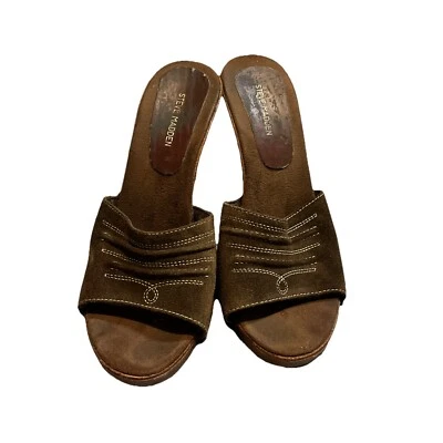Steve Madden Fraim Marrón Tacón Cuero Mula Talla 8 Foto 1 de 4