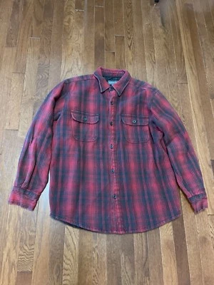 Camisa Jeffrey Banks Hombre Talla L Roja Negra Cuadros Bolsillo Abotonado Exterior Pesada Foto 1 de 4