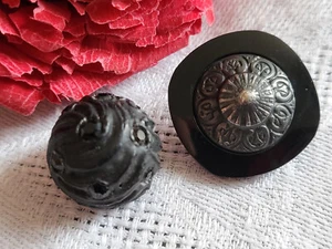 Collection duo boutons vintage resine  metal strass 2,1 et   1,6  cm G9F - Imagen 1 de 5