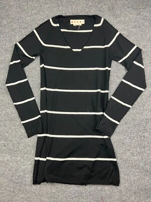 Vestido de lana virgen Marni para mujer EU 44 negro a rayas manga larga hecho en Italia Foto 1 de 4