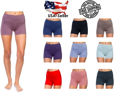 Women's Active Fitness Yoga Booty Shorts Polyester Spandex Ships from USA - Image 1 of 4
