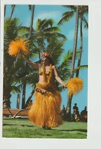 POSTKARTE TAHITIANISCHER TAMURE HULA TÄNZER BEI WALKIKI HULA SHOW GRASROCK - Bild 1 von 2