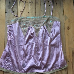 Moda International Silk Beaded Pink Sequins Lace Camisole Size M - Picture 1 of 23