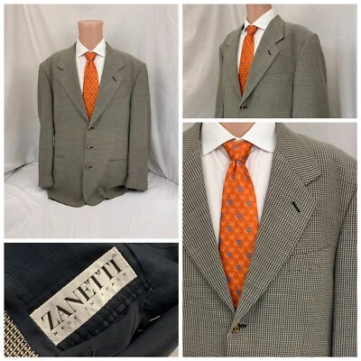 Blazer Zanetti Hombre Reda Super 100s 44R Tostado Cuadros Italia Usado Una Vez YGI Q1-208 Foto 1 de 4