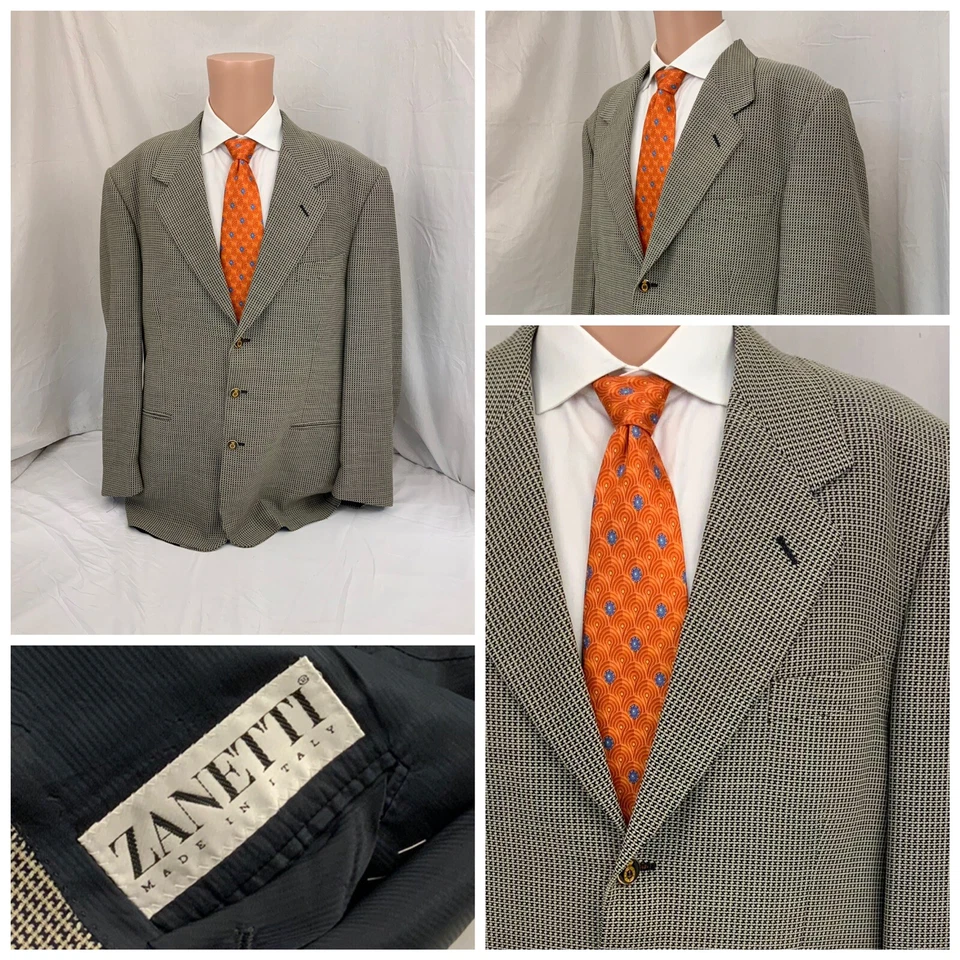 Blazer Zanetti Hombre Reda Super 100s 44R Tostado Cuadros Italia Usado Una Vez YGI Q1-208 Foto 1 de 4