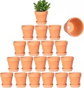 3 Inch Terracotta Pots with Saucer-20 Pack Succulent Cactus Plant Pots with Drai - Picture 1 of 12
