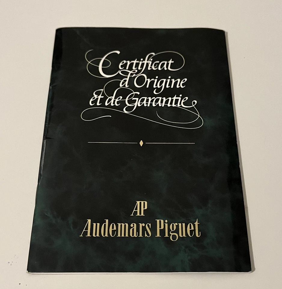 Audemars Piguet Certificat Et De Guarantee BC 25403 Certificate Original Certificat Foto 1 de 4