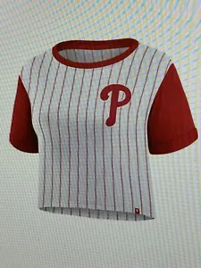 Philadelphia Phillies Women's White Biblend Pinstripe Short Sleeve T-Shirt XXL - Picture 1 of 10