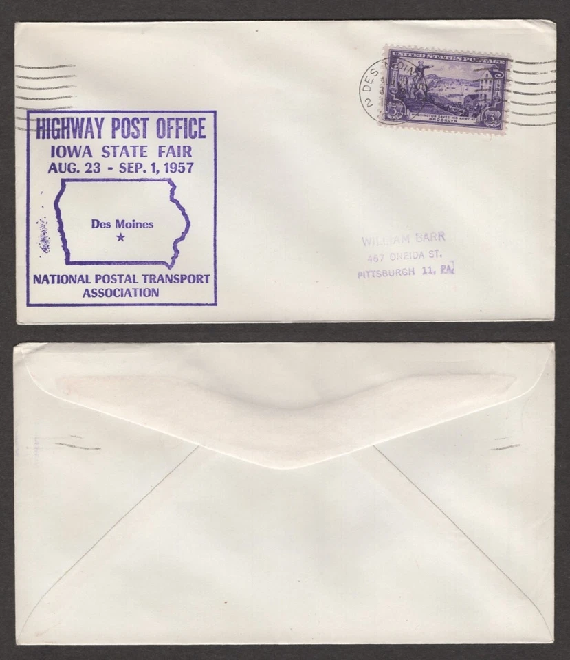 1957 Highway Post Office First Trip Cover – Des Moines – Iowa State Fair - Image 1 of 1