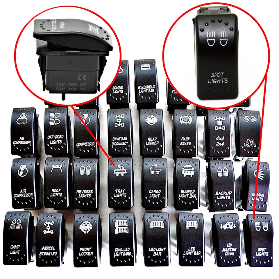 LED 12V 24V Kippschalter Wippschalter Schalter Symbol Auto Boot KFZ LKW Lights - Image 1 of 2