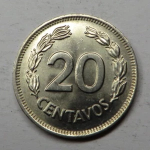 Ecuador 20 Centavos 1974 Copper-Nickel KM#77.2 UNC - Picture 1 of 2
