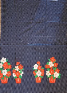 Vintage 100% cotton fabric floral polka dot navy blue red   1-7/8 yard - Picture 1 of 1