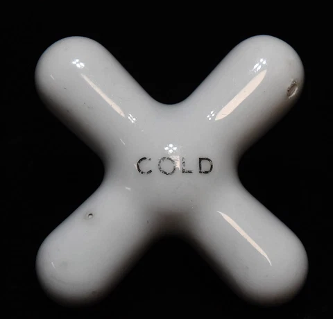 VINTAGE CERAMIC BATHROOM KITCHEN COLD WATER FAUCET HANDLE  ARCHITECTURAL SALVAGE Cover