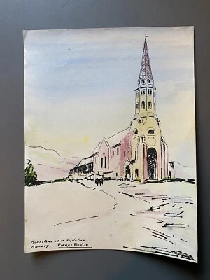 Savoie ancienne aquarelle lithographie Pierre Burtin Annecy Monastère visitation - Photo 1/4