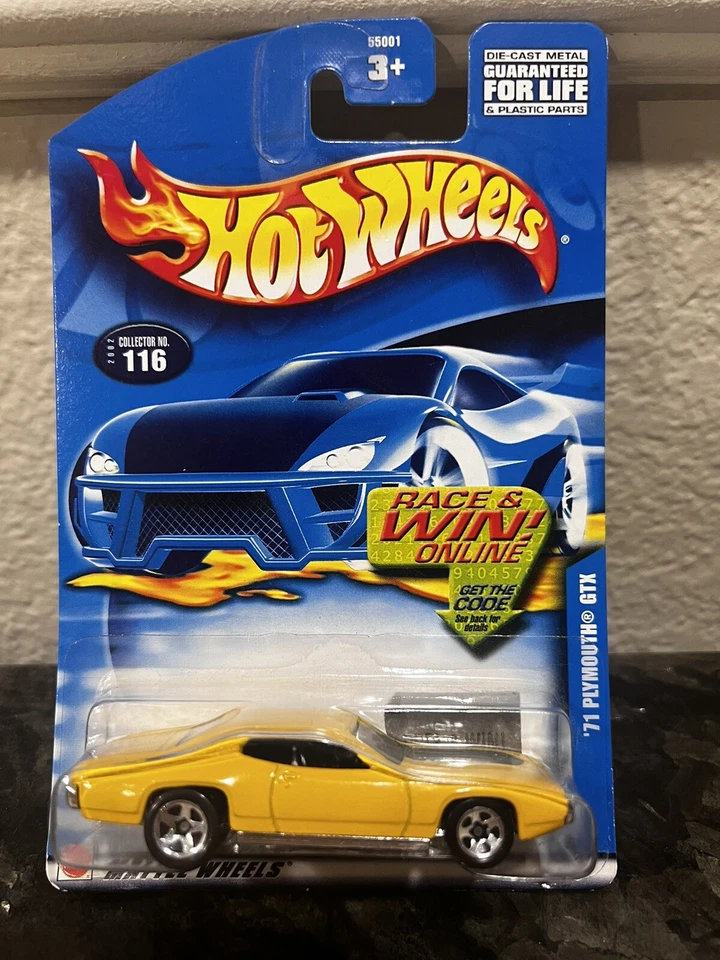2002 Hot Wheels Collector No #116 '71 PLYMOUTH GTX Yellow w/5 Spoke Wheels - Image 1 of 2