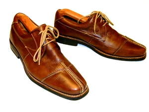 SANDRO MOSCOLONI Brown Sheepskin Lace Up Split Toe Oxford Shoes 9 1/2 D - Picture 1 of 10