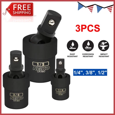 Neiko Black Complete Impact Universal Joint Socket Swivel Set 1/4″3/8″1/2″ Drive - Image 1 of 4