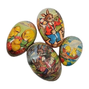  Rare Antique German Paper Mache Rabbit Easter Egg Lot Candy Container Clean 4 - Picture 1 of 24