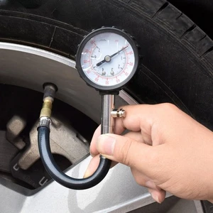 Mechanical Tire Pressure Gauge Portable Stainless Steel with Hose for Car Use - Picture 1 of 12