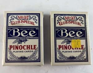 Vintage Bee Pinochle Playing Cards—2 Complete Decks Club Special No 97 Back 67 - Picture 1 of 5