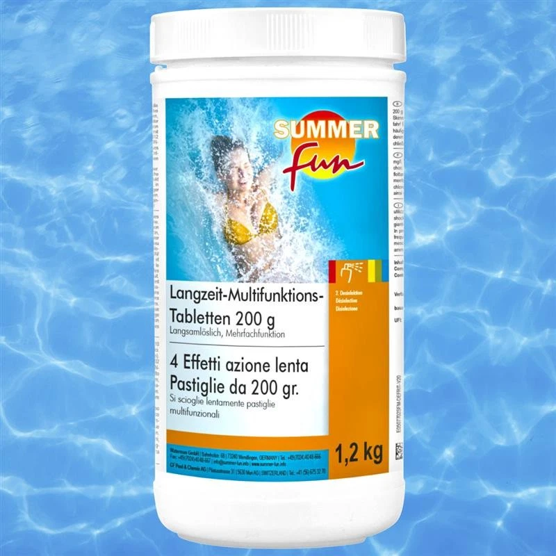 Pool Multifunktions-Tabletten Langzeit 1200g Desinfektion Algenschutz Flockung - Bild 1 von 1