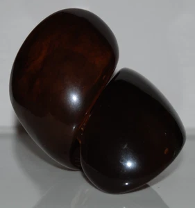 ELEGANT COUTURE LIGHT MARBLEIZED BROWN LARGE BOLD ACRYLIC BANGLE HINGE BRACELET - Picture 1 of 9