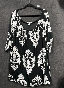 White House Black Market Damen Größe M schwarz weiß Ballon/Bubble Sym Damast - Bild 1 von 6