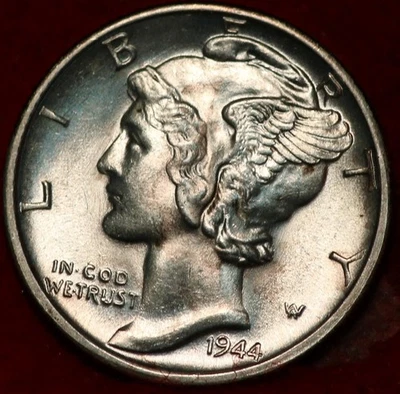 Uncirculated 1944-D Denver Mint Silver Mercury Dime - Image 1 of 2