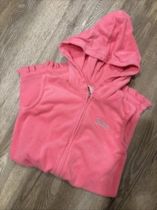 Juicy Couture Girls Pink Terry Romper J Charm Zip Swimsuit Cover-Up Size 8-10 - Picture 1 of 6