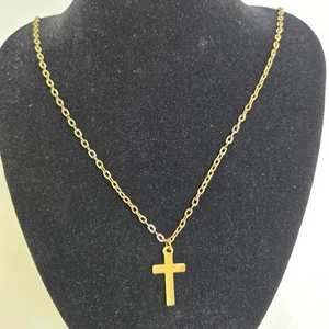 Cross Necklace, Gold Tone - Picture 1 of 3