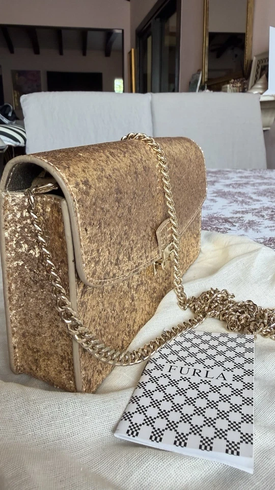 Furla Women's Leather Shoulder Bag Gold Color Italy Luxury Brand - Image 1 of 4