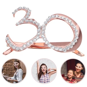 Birthday Party Glass Photography Prop Rhinestone Eyewear 30th Birthday Glasses - Picture 1 of 10