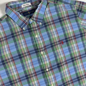 Polo Ralph Lauren Short Sleeve Button Down Shirt XXL Blue Indian Madras Plaid - Picture 1 of 7