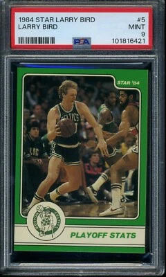 1984 STAR LARRY BIRD PLAYOFF STATS BOSTON CELTICS #5 PSA 9 Estado perfeito - Imagem 1 de 2