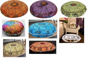 5color Set Bohemian Meditation Mandala Ottoman Cover Cushion Pillows Floor Large - Picture 1 of 9