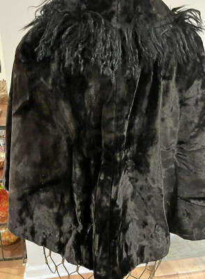 Victorian Mourning Cloak Cape Black Velvet Horse Hair Hand Stitch Gothic NICE - Image 1 of 4