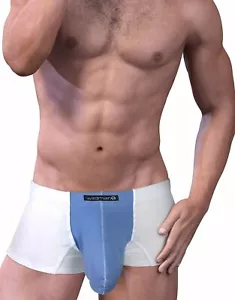 Stretch Cotton Boxer White/Blue - Picture 1 of 3
