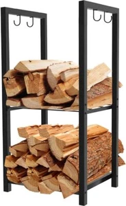 2 Tiers Small Firewood Log Storage Rack Holder for Indoor Fireplace or Outdoor - Picture 1 of 2