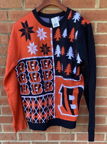 $60 CINCINNATI BENGALS UGLY HOLIDAY CHRISTMAS PULLOVER SWEATER SHIRT L LARGE NEW Cover