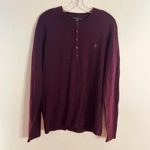 John Varvatos Größe Large Henley Wollmischung weinrot Pullover Shirt - Bild 1 von 6