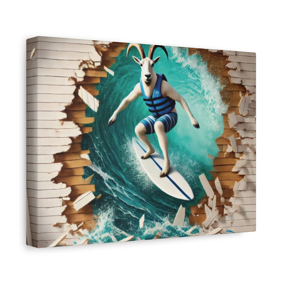 Surreal Scene of a Surfing Goat - Image 1 of 1