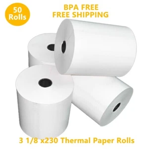 3 1/8" x 230'THERMAL PAPER POS RECEIPT PRINTER ROLL PAPER BPA FREE 50 ROLLS - Picture 1 of 6
