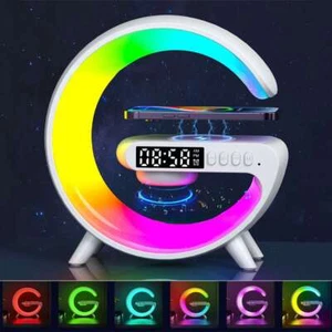 Smart LED Night Light Wireless Charger Bluetooth Speaker Alarm Clock Sleep Lamp - Picture 1 of 11