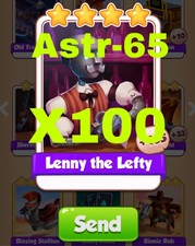 Coin Master Cyber Cowboys Set 100x Lenny The Lefty Card. Fast Delivery