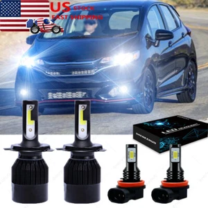 4PCS For Honda Fit 2007-2019 LED Headlight Fog Lights High Low Beam Bulbs 6000K - Picture 1 of 12